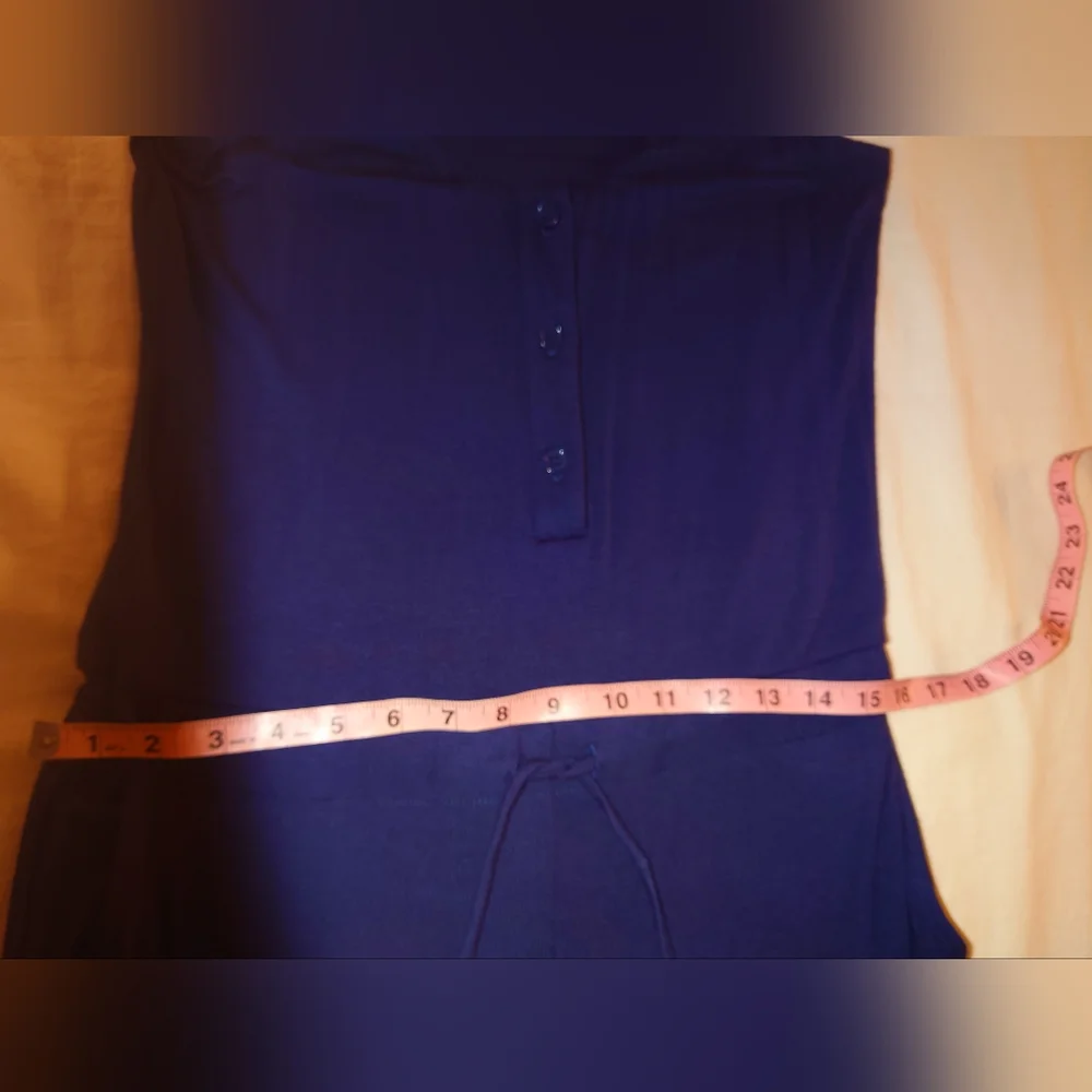 NWT Navy Blue NELL COUTURE Soft Jersey Knit Drawstring Racerback Jumpsuit XS 2 - Picture 11 of 14